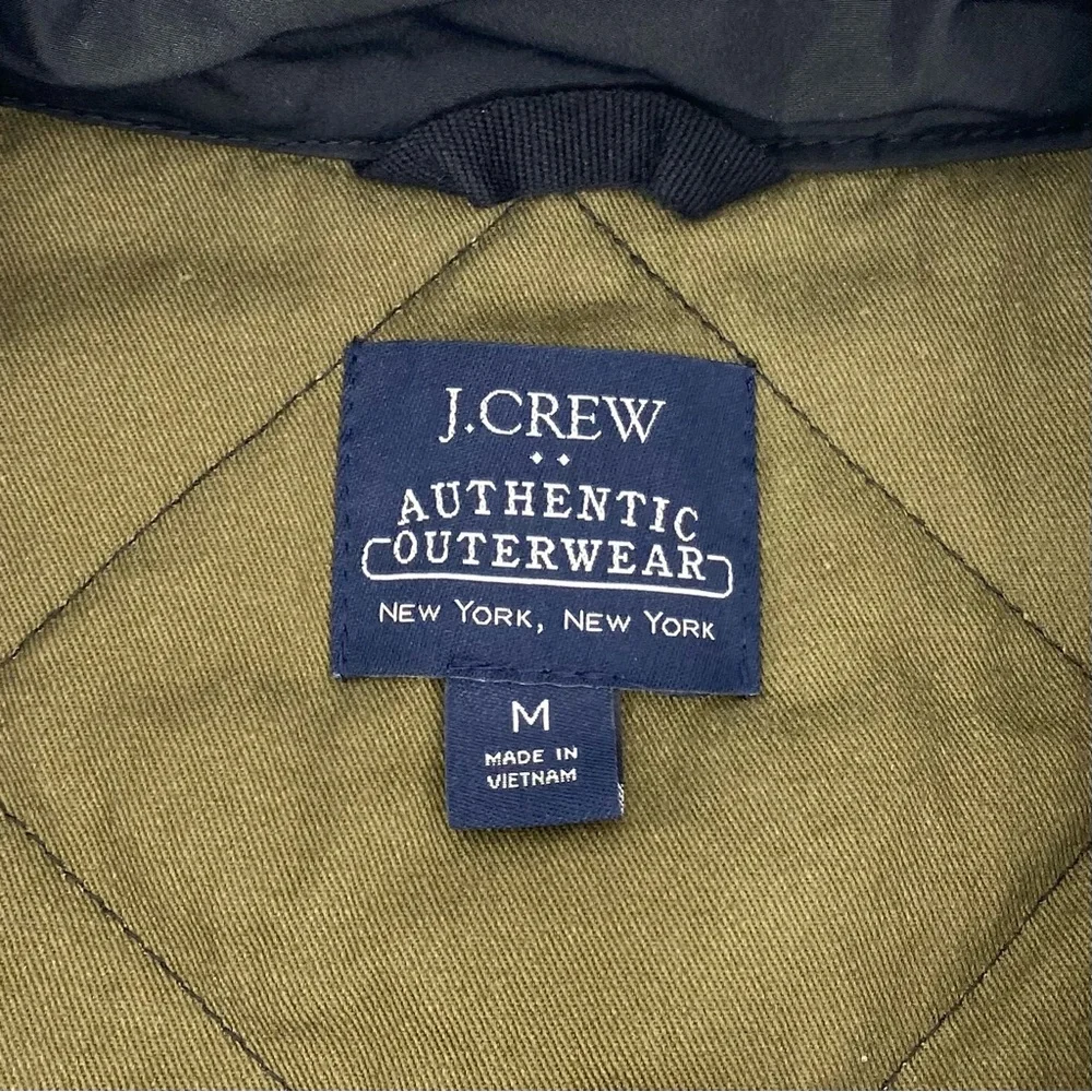 J. Crew Authentic Outerwear New York NY Black Olive Green Quilted Zip Up Vest M